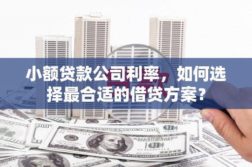 登封小额贷款公司利率，如何选择最合适的借贷方案？