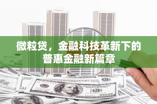 登封微粒贷，金融科技革新下的普惠金融新篇章